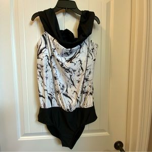 Antonio Melani off shoulder one piece marbled swimsuit, large